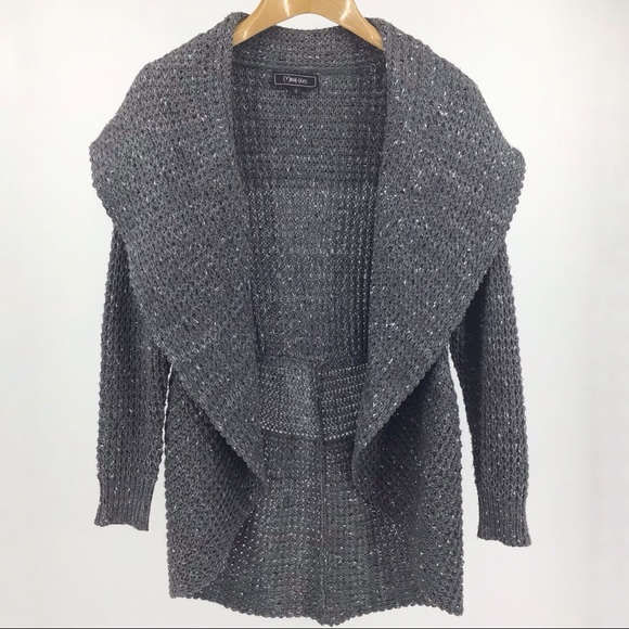 Minkas Grey Knit Circular Open Cardigan, Small - Picture 12 of 16